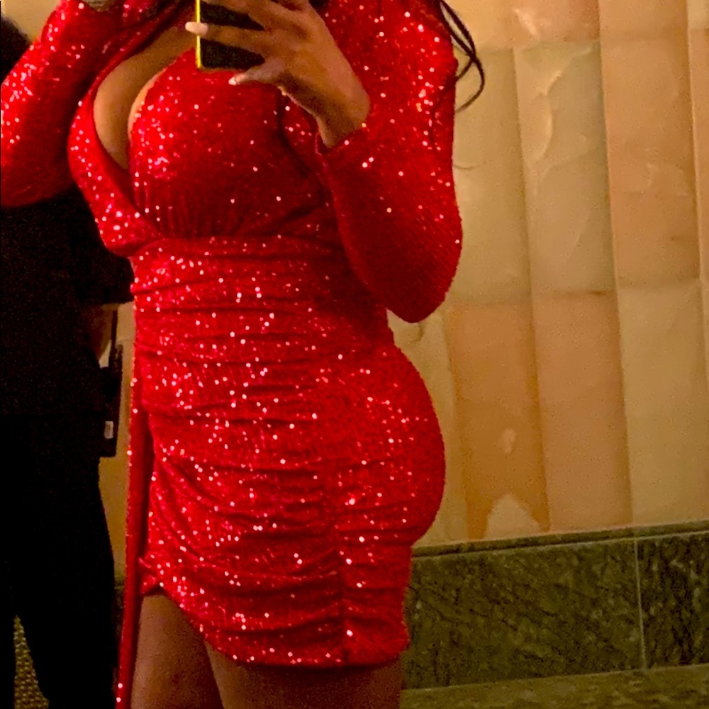 Red sequin dress